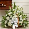 Garden Sympathy White Basket, Carithers Flowers, Funeral Flowers